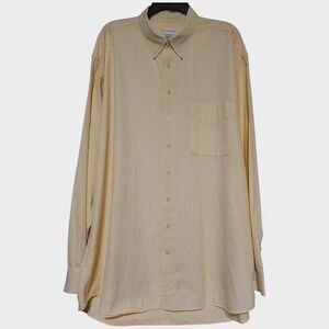 Cutter & Buck Yellow & White Long Sleeve Button Shirt Mens Dress Shirt 2XLT